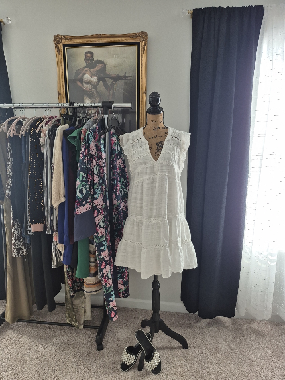 & Other Stories White V-Neck Ruffled Tiered Dress
